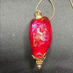 Vintage Blown Art Glass Gold Plated Necklace